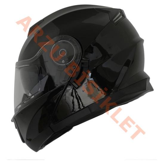 BLACKLION - ÇENE AÇILIR VİZÖRLÜ KASK [LION-160E] [SİYAH] [M]