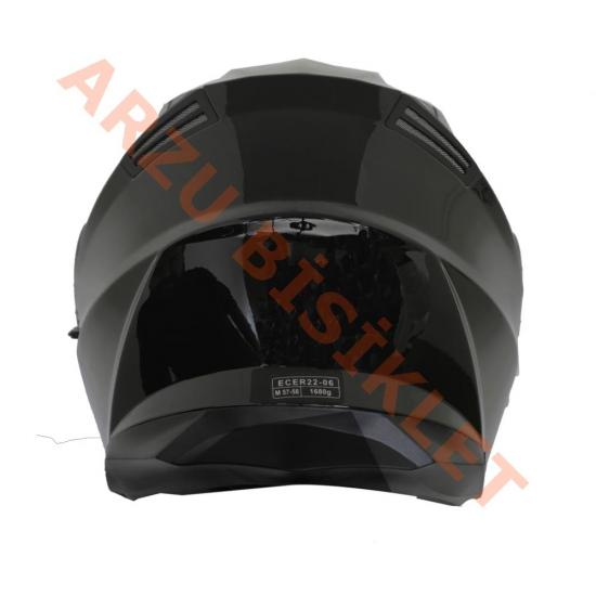 BLACKLION - ÇENE AÇILIR VİZÖRLÜ KASK [LION-160E] [SİYAH] [M]