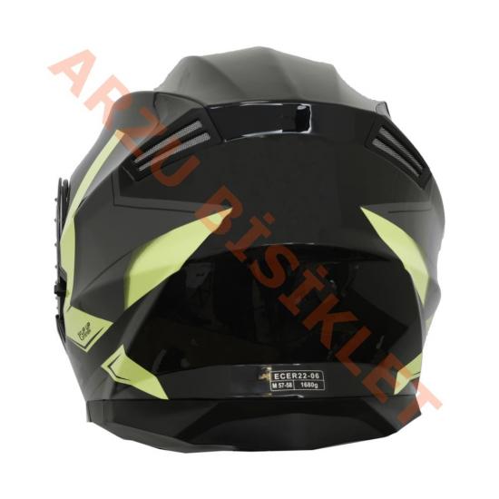 BLACKLION - ÇENE AÇILIR VİZÖRLÜ KASK [LION-160E] [SİYAH-SARI] [M]