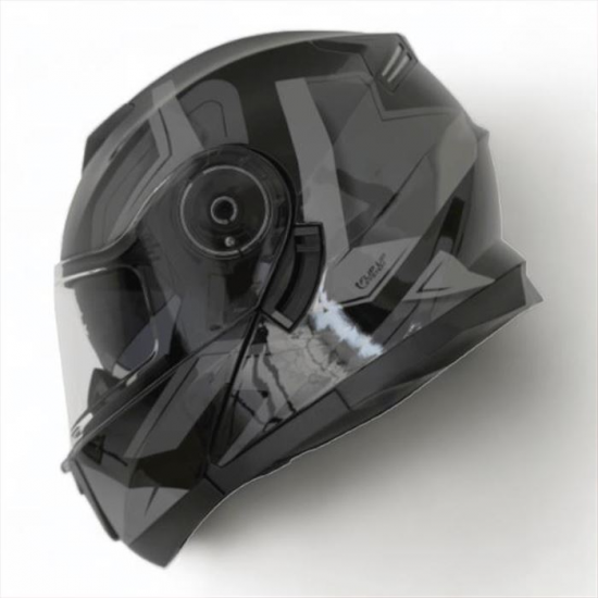 BLACKLION - ÇENE AÇILIR VİZÖRLÜ KASK [LION-160E] [SİYAH-GRİ] [M]